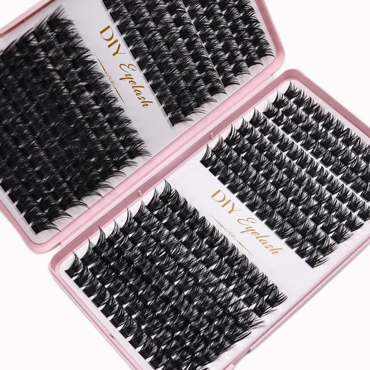 Individual Lashes 10-14mm 384pcs Cluster Lashes Natural Look Mixed Tray DIY Eyelash Extension Volume Clusters Eyelashes