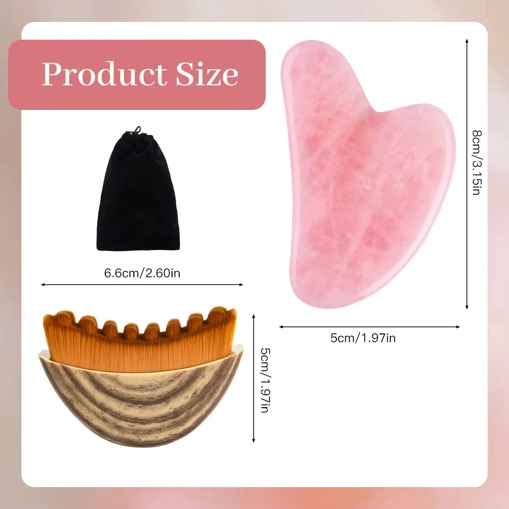 Lymphatic Drainage Face Brush Gua Sha Tool Set Facial Massage Kit Jawline Lifting Relaxation Contour Face Brush with Storage Bag