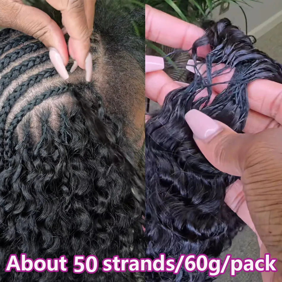 Pre-divided Bulk Hair for Braiding Deep Wave Crochet Human Hair Knotless Miracle Knots Hair Extensions Boho Braids Invisible