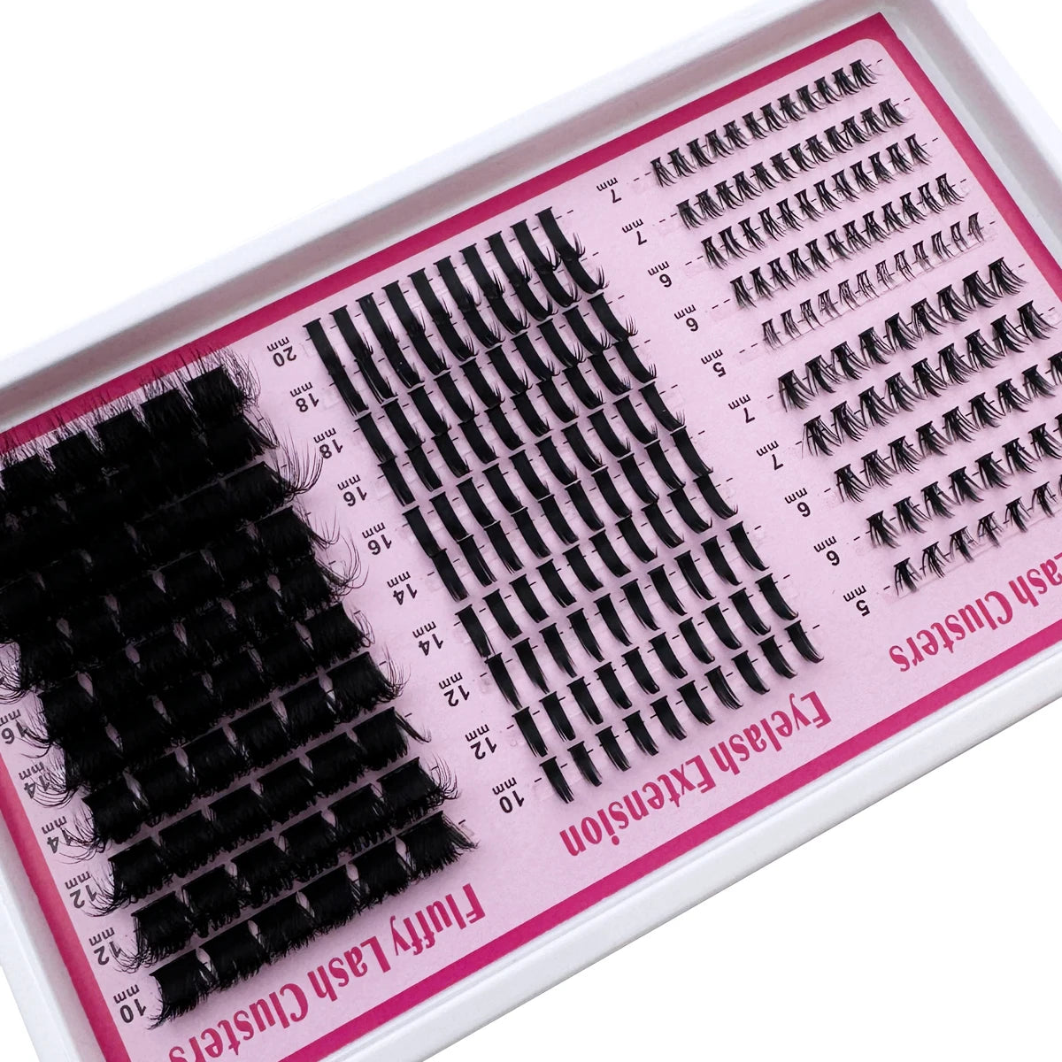 4 IN 1 Lash Clusters 200D-60D Long 6-20mm Lash Spikes lower eyelashes Reusable Bottom DIY Spiky Lash Extension Manga Clusters