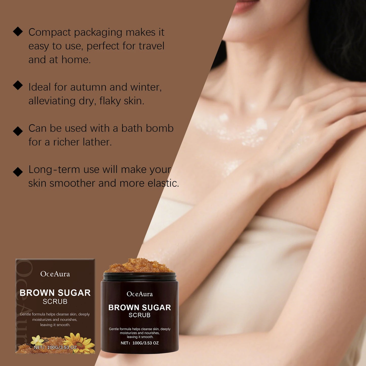 Reduces Roughness Brown Sugar Body Scrub Gently Cleanses Dead Skin Plant Oils Nourish Skin Leaving It Smooth and Soft