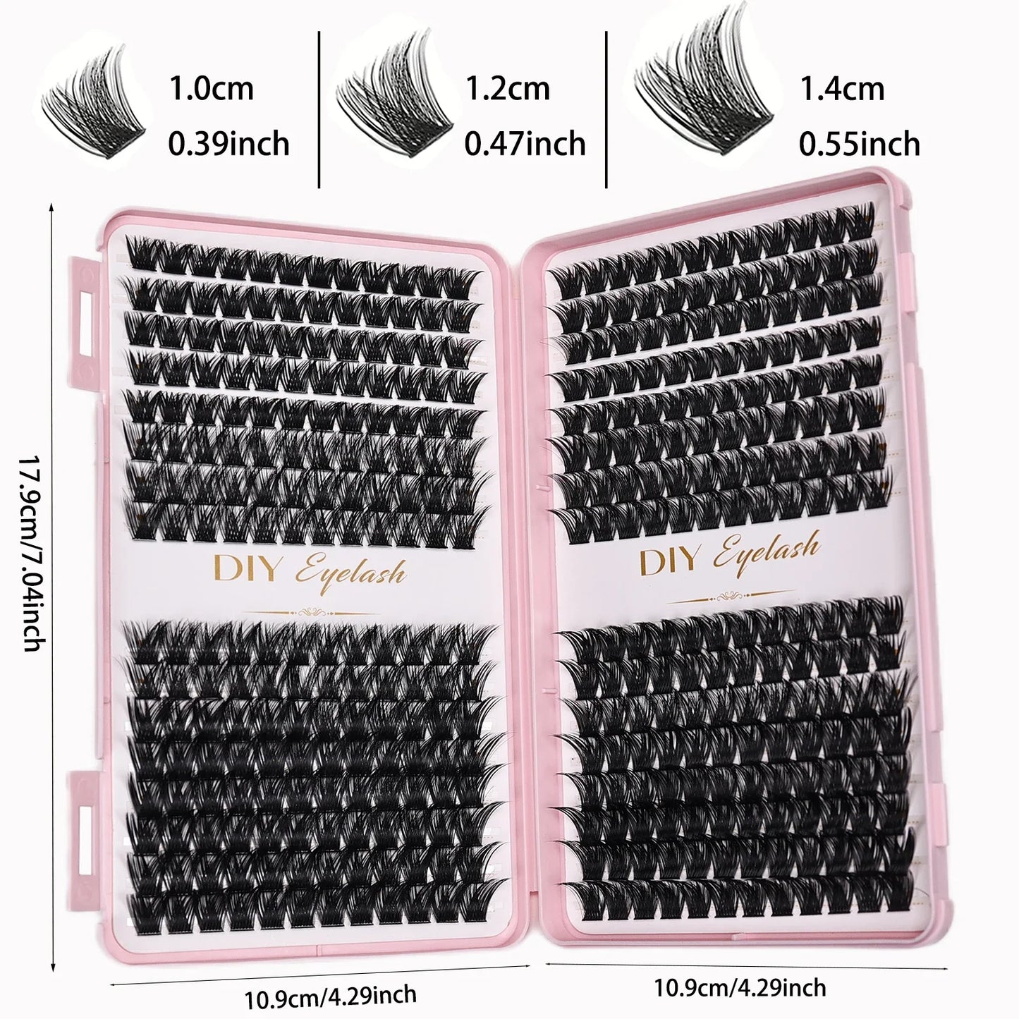 Individual Lashes 10-14mm 384pcs Cluster Lashes Natural Look Mixed Tray DIY Eyelash Extension Volume Clusters Eyelashes