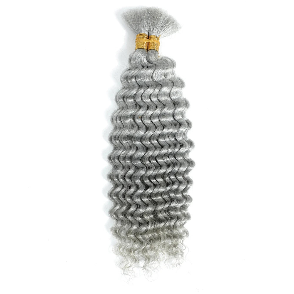 Deep Wave Bulk Human Hair for Braiding No Weft Human Braiding Hair For Boho Braids Brazilian Virgin Human Hair Extensions 33#