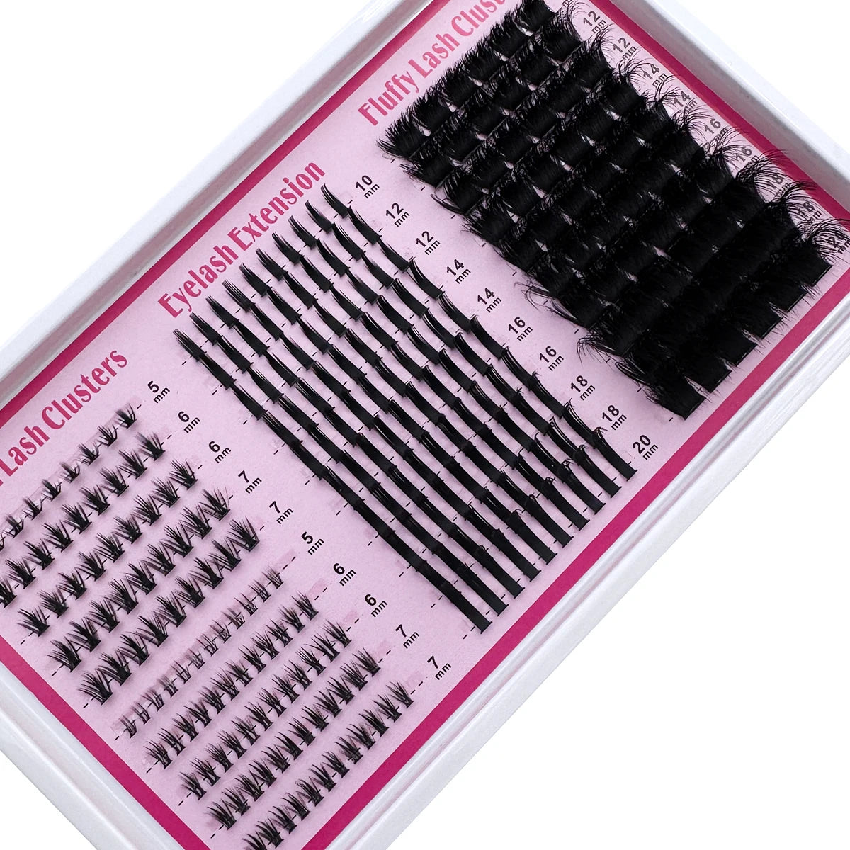 4 IN 1 Lash Clusters 200D-60D Long 6-20mm Lash Spikes lower eyelashes Reusable Bottom DIY Spiky Lash Extension Manga Clusters