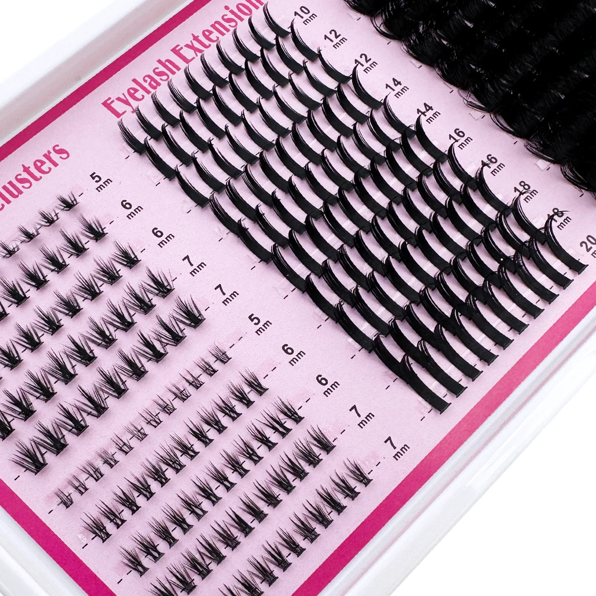 4 IN 1 Lash Clusters 200D-60D Long 6-20mm Lash Spikes lower eyelashes Reusable Bottom DIY Spiky Lash Extension Manga Clusters