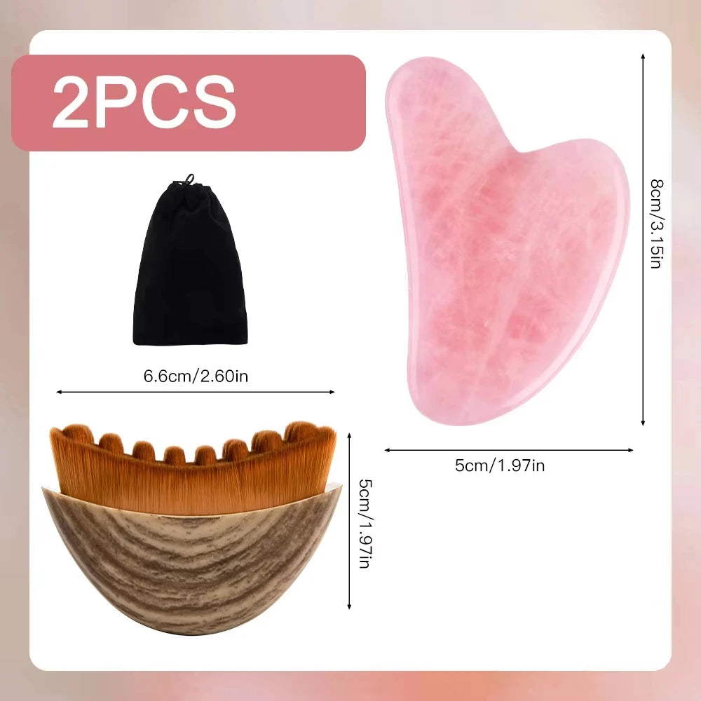 Lymphatic Drainage Face Brush Gua Sha Tool Set Facial Massage Kit Jawline Lifting Relaxation Contour Face Brush with Storage Bag