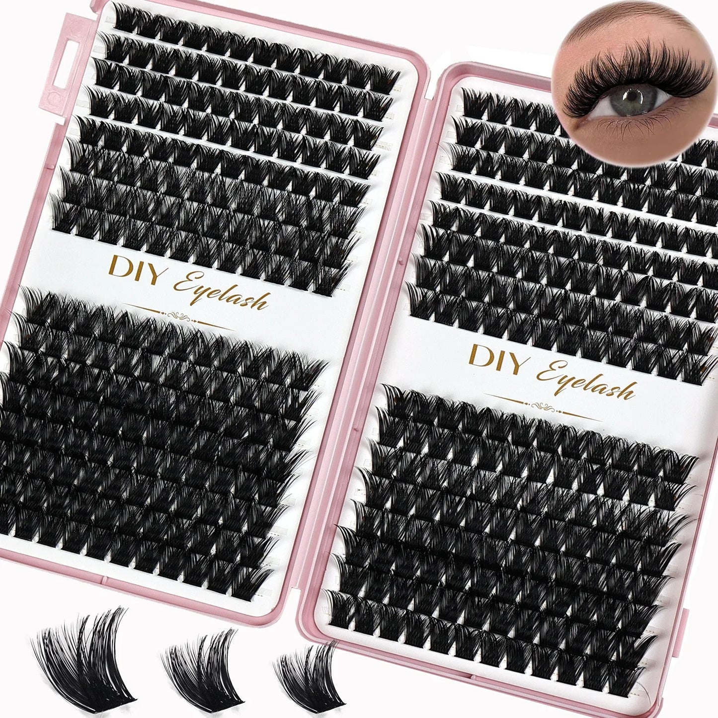 Individual Lashes 10-14mm 384pcs Cluster Lashes Natural Look Mixed Tray DIY Eyelash Extension Volume Clusters Eyelashes