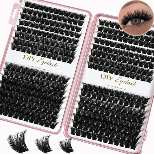 Individual Lashes 10-14mm 384pcs Cluster Lashes Natural Look Mixed Tray DIY Eyelash Extension Volume Clusters Eyelashes