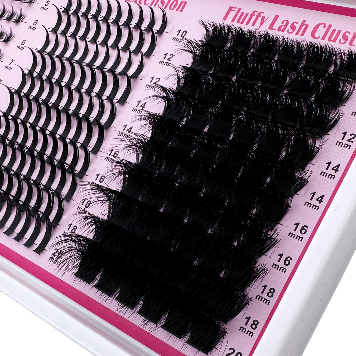 4 IN 1 Lash Clusters 200D-60D Long 6-20mm Lash Spikes lower eyelashes Reusable Bottom DIY Spiky Lash Extension Manga Clusters